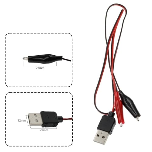 Pince de test USB mâle vers câble d'alimentation 58 cm rouge et noir - 2