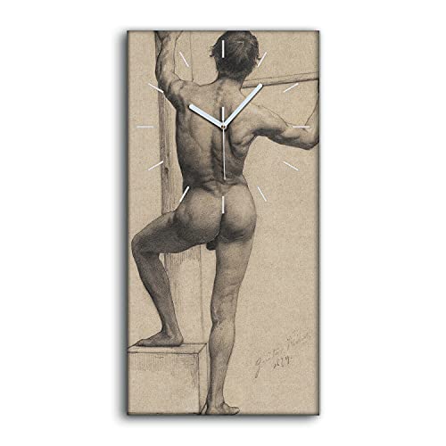 Horloge sur Toile Mains Blanches Art Mural Image Mâle Nu Podium - 2
