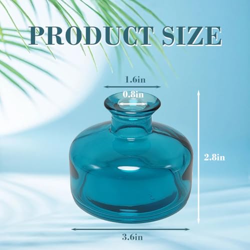 Botella difusora de vidrio azul redonda 200ml rellenable miniatura 2