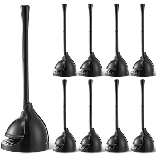 Reallnaive 8-Pack Toilet Plunger with Holder, 21.5-Inch Commercial Grade Heavy-Duty