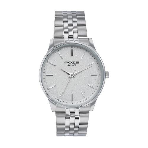 Sonata Poze Quartz Silver Dial Silver Metal Strap for Men-SP70048SM01W (B0DDTW9W1C) Amazon Price History, Amazon Price Tracker