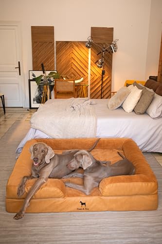 Image of NOAH & PAW Giant Dog Bed XXL, 55x45x11 Inch, Orthopedic Dog Beds, Eggshell Memory Foam Infused with Cooling Gel, Inner Cover, Water Resistant, Machine Washable (Faux Leather)