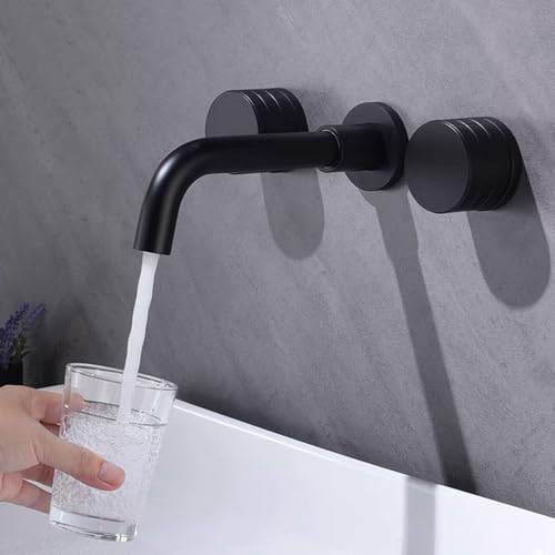 Mitigeur de lavabo encastré noir en laiton à double poignée