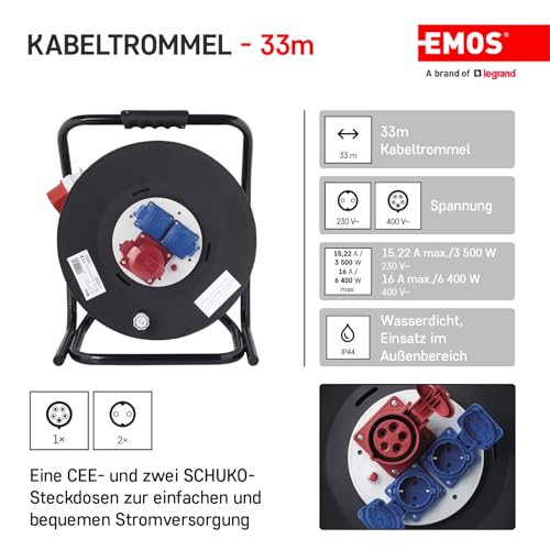Tambor de cable CEE impermeable IP44 resistente al desgaste extremo 2