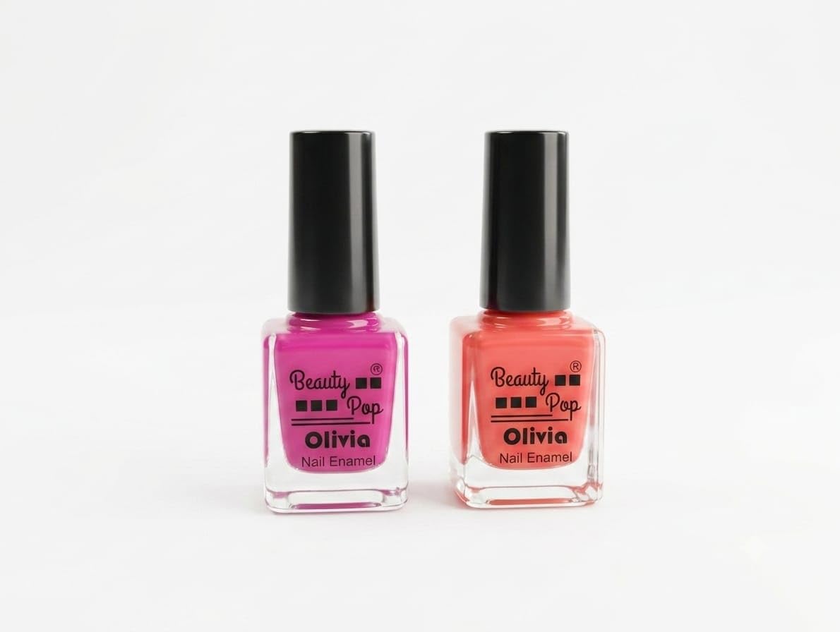 Beauty Pop Olivia Nail Enamel, Pink & Coral, Pack of 2 | Vibrant Shades, Glossy Finish, Compact Bottle, Nail Polish Set, Everyday Wear-image-15