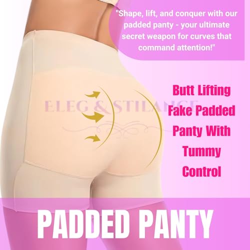 Image of ELEG & STILANCE Women's Seamless Long Padded Panty Hip Pads Enhancer Shapewear Shorts Briefs Tummy Control Panties Shaper Fake Pad - S Till 2XL