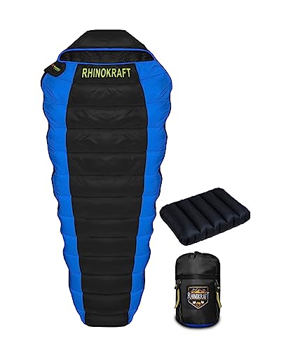 RhinoKraft Camping Sleeping Bag – 3 Season Warm & Cool Weather – Summer, Spring, Winter, Lightweight, for Adults & Kids – Camping Gear Equipment, Traveling and Outdoors