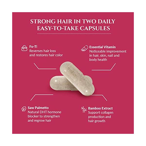 Kerotin Hair Growth Vitamins, Biotin Supplement, DHT Blocker, Collagen Stimulator, for Hair Loss Support, Nail & Skin Care, Includes Saw Palmetto, Vitamin D3 & More - 60 Pills (1 Month Supply)