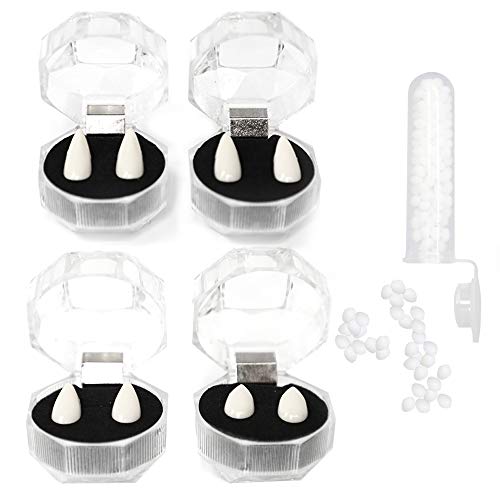 Envysun Vampire Fangs 4 Pairs Halloween Vampire Teeth Cosplay Fangs Werewolf Teeth Dress Costume Tooth White