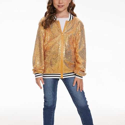 Girl Sequin Jacket Kid Sparkly Varsity Jackets Long Sleeve Lightweight Bomber Cardigan Metallic Shiny Coat2