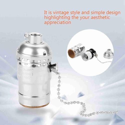 Base de Lâmpada de Mesa Com Suporte de Luz E27, Estilo Vintage Com Corrente de Tração, Material de A