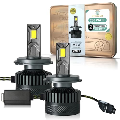 Image of OTOROYS H7 LED Headlight Bulbs, 250W, 25000 Lumens, Super Bright 6500K Cool White, Headlight Auto Conversion Kit for Car, Set of 2, (2 Years Warranty)