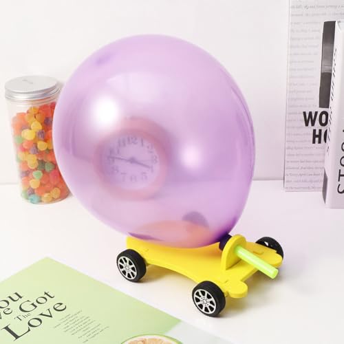 BESPORTBLE 4 Sets Recoil Plaything DIY Balloon Powered Car Aerodynamic Design for Science Fun Hands Learning Material for School and Playtime Random Color - Image 2
