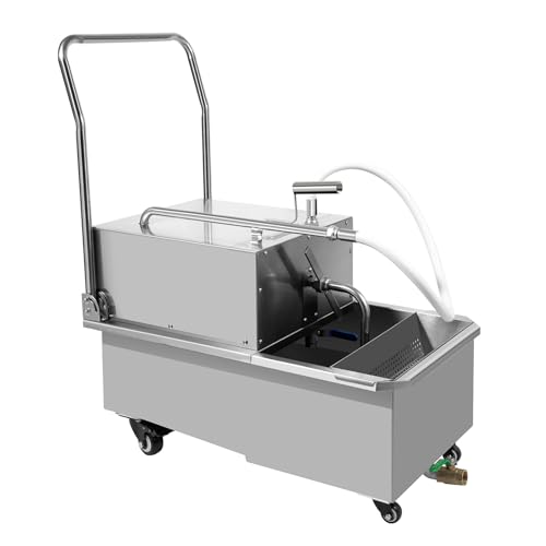 55L/14.5 Gal Fryer Oil Filter Machine, 550W Deep Fryer with Filter System, Frying Oil Filtering System for Restaurant, Commercial Cooking Oil Filter Machine, Mobile Fryer Filter Machine 110V/60hz