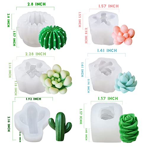 Timisea 6 Pack Succulent Silicone Mold, Cactus Flower Resin Casting Molds For Cake Decorating, Handmade Candle, Fondant, Epoxy Resin, Polymer Clay, Wax, Etc #TOP2