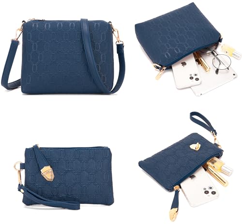 Image of Purse for Women Fashion Medium Shoulder Bag Crossbody Handbag Set 4PCS | Stylish Style,Chain Texture Design,with a Crossbody Strap,4-in-1 Multi-Style Purse Set