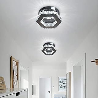 Modern Crystal Ceiling Lights Led Ceiling Light Mini Chandeliers Lighting Polygon Pendant Light for Bathroom Kitchen Living Room Bedroom (Cool White)