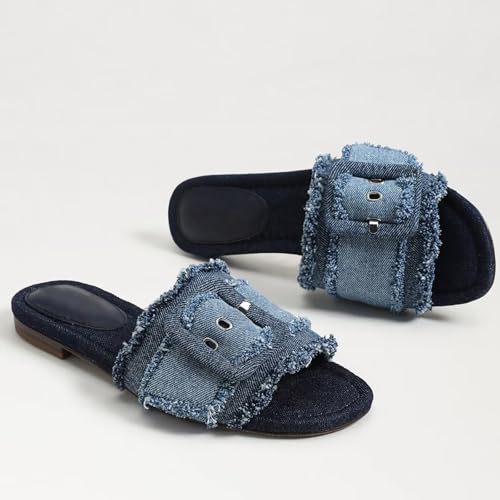 Image of ZJGZF Raffia Sandals for Women Buckle Straw flats Woven Braided Rattan Slides Summer Beach Sandals Comfort Cute Shoes