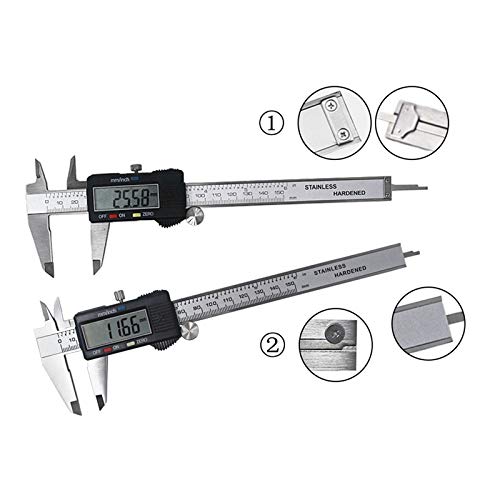 Pie de Rey Digital Vernier Caliper 6 Pulgadas 150 mm Acero Inoxidable Calibrador electrónico Micrómetro Micrómetro Herramientas de medición (Color : Silver Without Box)