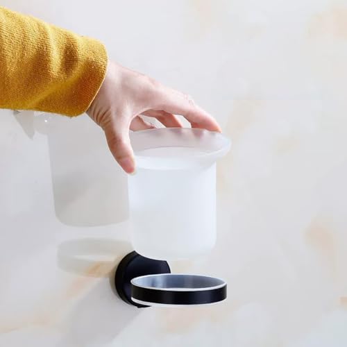 Foonary Klobürstenhalter, Toilettenbürstenhalter aus Glas Toilettenbürsten-Basisbecher, Foonary WC-Bürstenbecher Badezimmerzubehör, WC Bürste Ersatzhalter Milchglas Toilettenbürstenschale Ohne Bohren