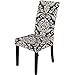 YOUHU Housse pour Chaise,Housses De Chaise Extensibles Motif Floral Rétro Européen Gris Foncé Impression 3D Housses De Chaise De Salle À Manger Spandex Housses De Siège Amovibles De Protection De MEU
