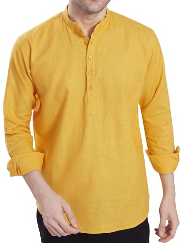 Image of DIVISIVE Men's Slim Fit Full Sleeves Cotton Short Kurta