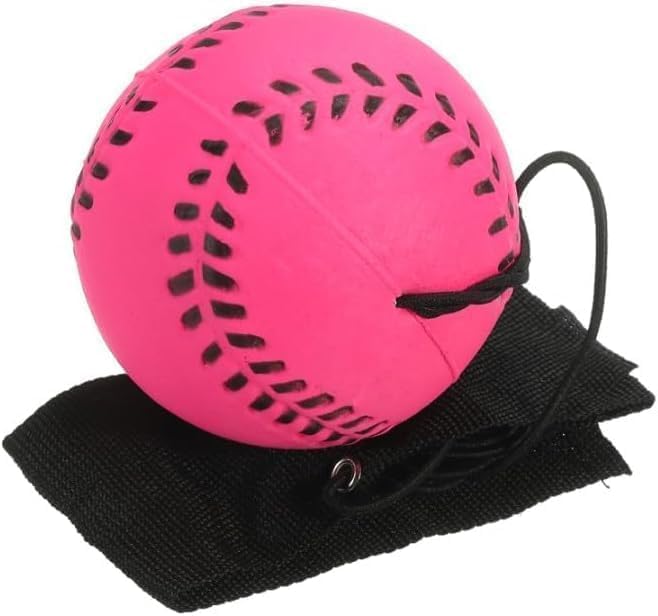 Txooo Rose Red Baseball Wrist Return Ball Rubber Sport Ball with Strap and String Rebound Bouncy Balls Toy on Elastic String Toy for Adults Wrist Exercise Play (1.9 inches)