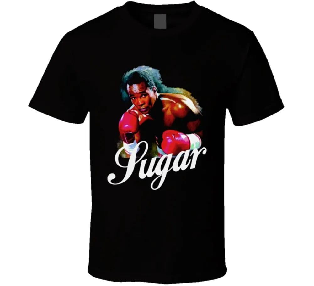 Fffresttv Men's Black Sugar Ray Leonard Boxing T Shirt L