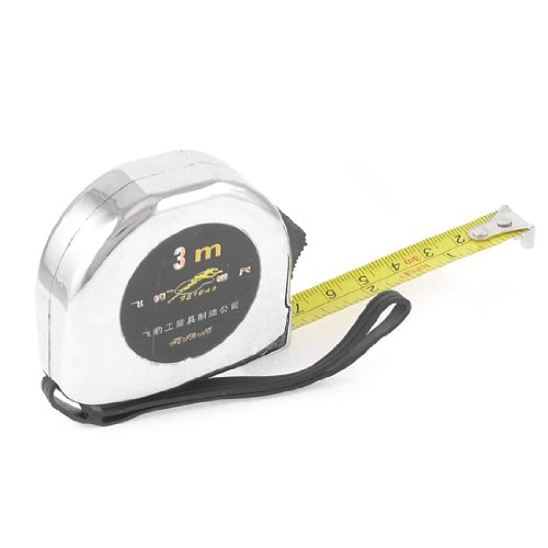 Aexit Lockable Button Tools & Home Improvement 3 Meter 10 Feet Silver Tone Black Pocket Tape Measures Measure Ruler