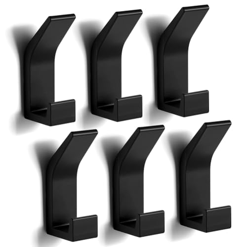 flintronic Crochet Adhesif Mural, 6PCS Double Porte Serviette Salle de Bain, Patere Murale Support Mural Auto-adhésif pour Cuisine, Salle de Bains, Bureau, Placard, Serviette, Suspendre Manteau