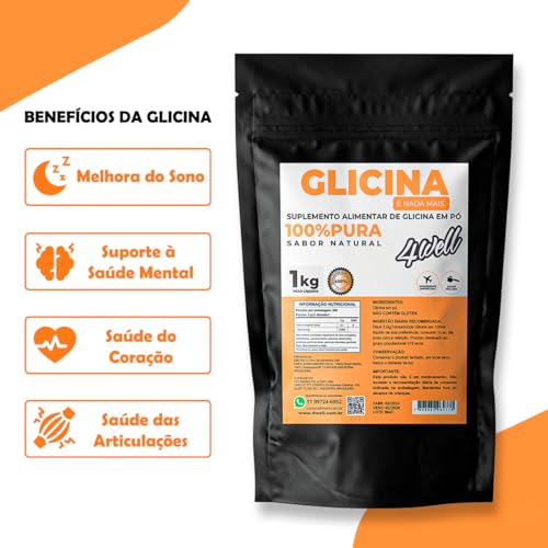 Glicina 4well 1kg - Aminoácido Essencial para Relaxamento, Qualidade do Sono e Saúde Muscular