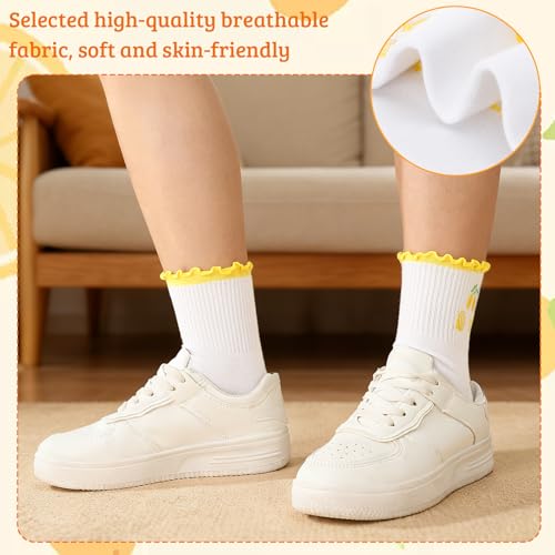Image of Jspupifip 2 /4 /5 Pairs Womens Embroidery Non Slip Pilates Yoga Socks | Cute Grippy Crew Socks Offered Fit Barre Workout Hospital Indoor Barefoot Daily Activities For Ladies