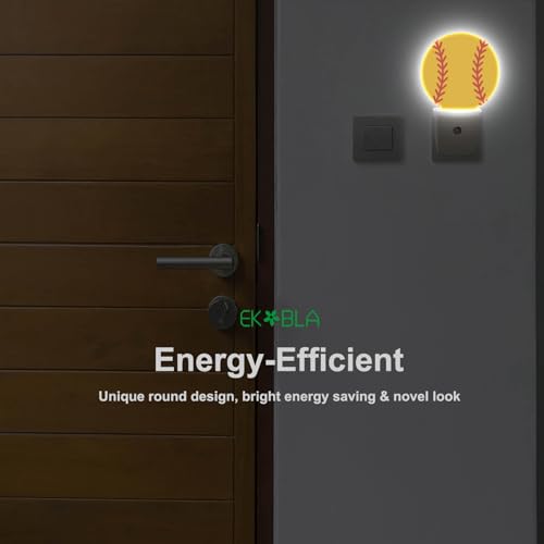 Image of EKOBLA Softball Night Light, American Game Sports Design Night Lights Plug Into Wall with Auto Sensor for Men, Women and Teens
