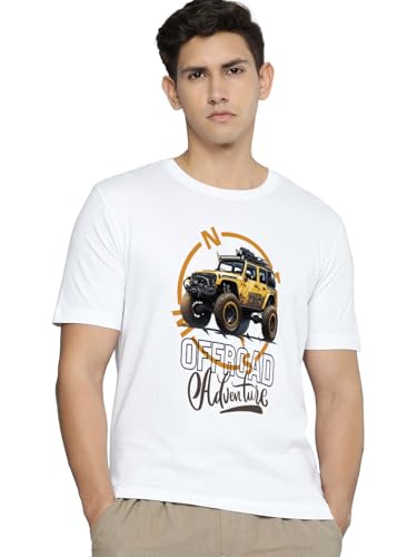 Image of JUARI BE A GENTLEMAN Men's Printed Cotton T-Shirt - Round Neck, Regular Fit, Soft & Comfortable - Trendy Casual Half Sleeve T-Shirt for Everyday Wear - Stylish & Breathable Fabric for All-Day Comfort