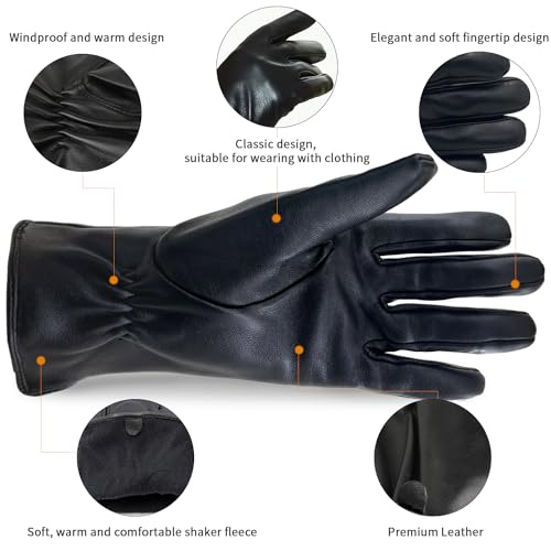 Lederhandschuhe für Damen aus echtem Lammleder mit Kaschmir-Futter