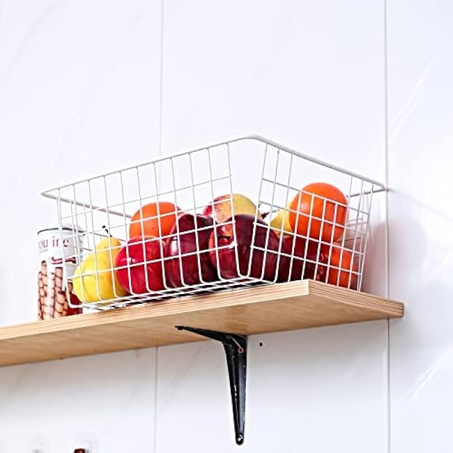 14 Upright Freezer Storage Baskets, White Wire Storage Bins Large Bakset for Freezer, Pantry, Bathroom Organizing, Set of 4