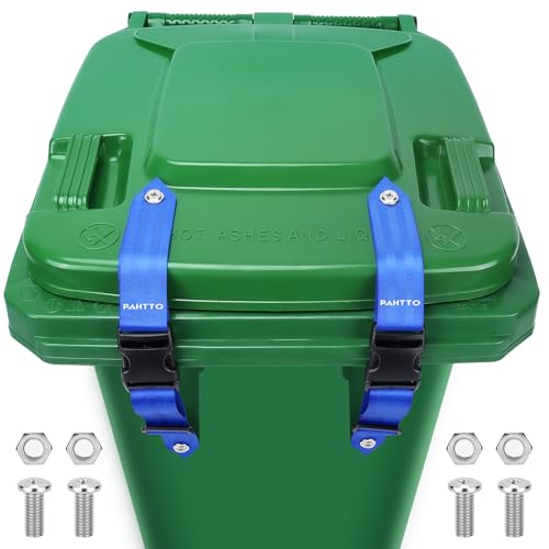 PAHTTO Trash Can Locks for Animals 2PCS, Universal Garbage Can Lock, Nylon Bear Proof Trash Bin Lid Lock, Adjustable and Easy to Install, Heavy-Duty Garbage Can Strap for Outdoor Trash Can(Blue)
