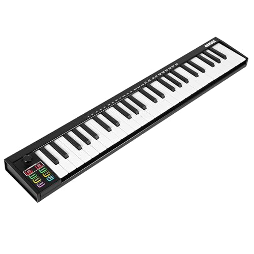 Image of 49 Key MIDI Keyboard, USB Controller with OLED Display, 8 Drum Pads DAW Integration for Music Creating & Recording, Black