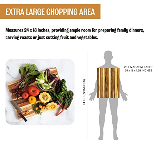 Thirteen-Chefs-Cutting-Boards-Large-Lightweight-24-x-18-Inch-Acacia-Wood-Chopping-Board-for-Plating-Appetizers-Charcuterie-and-Kitchen-Prep-Portable-Cooking-Accessories