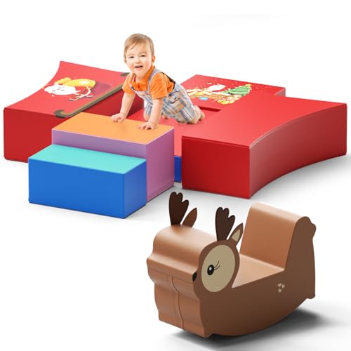 MINENICE 7 bloques de espuma gigantes para trepar y retozar, bloques de construcción de espuma blanda, bloques de construcción grandes multicolores, para niños en edad preescolar, bebés y niños en