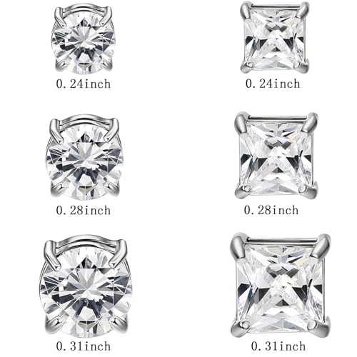 NEWITIN 2 Pairs Stainless Steel Magnetic Stud Earrings for Men Clip on Earring Magnetic Earring Unisex Non Piercing CZ Magnet Studs Diamond Earrings for Women Men2