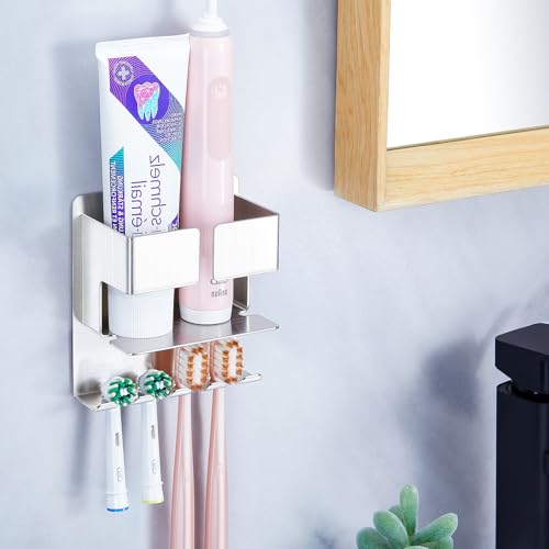 2 Pezzi Portaspazzolino per Spazzolini Elettrici - Porta Spazzolino Denti da Parete Bagno