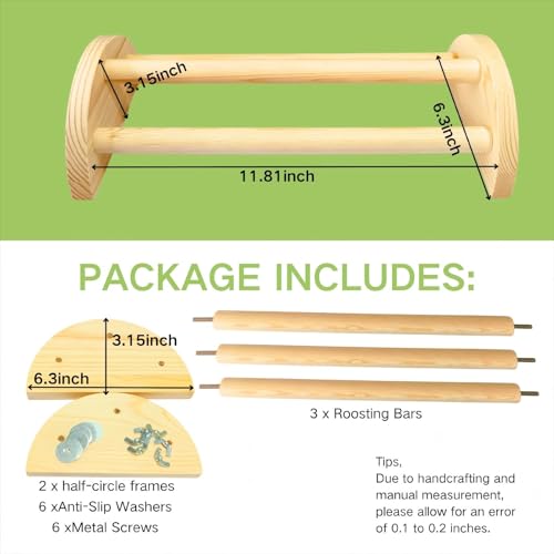 Image of Bird Chicken Perch Roosting Pole, Extra Long Safe Stand for Chicks and Hens, Training Wooden Perches for Mini Baby Chicks, Fun Toys