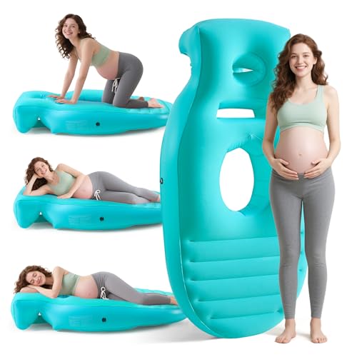Inflatable Pregnancy Pillow, Full Body Maternity Airbed with Belly Hole, Maternity Air Mattress for Side Sleepers, Relieves Back Hip Pain, Includes Electric Pump,for Portable Use in Any Location-Teal
