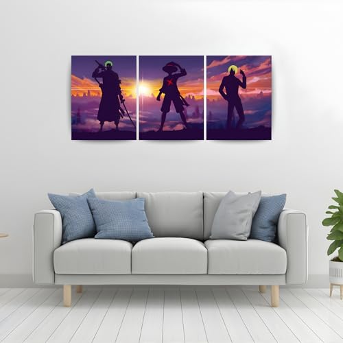 Image of ADRAIL STORE One Piece Anime Manga Poster, Zoro Character Design Wall Poster 3 Panal - A4 Size, 300 GSM, Wall Decor Posters Wall Art For Bedroom, Living room, Office, Dining Room,No Frame (1P)