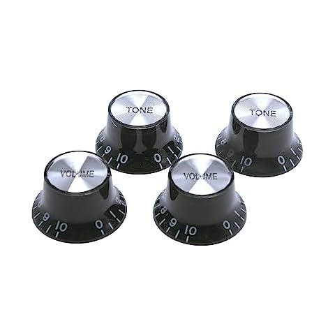 harpfeas 4PCS Imperial Inch Size 2 Volume and 2 Tone Speed Control Knobs Set for Gibson Les Paul Electric Guitar Replacement Black Cover