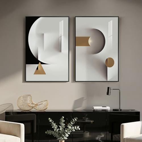 Large Framed Modern Elegant Abstract Wall Art Decor Set of 2, 24x36 In by Cuspin - Used condition - US$93.59