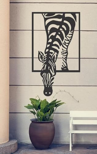 Image of Saifix Zebra Metal Wall Art Decorative Panel | Modern Safari-Themed Wall Hanging for Living Room, Bedroom & Office | Premium Laser Cut Steel with Rust-Proof Matte Coating