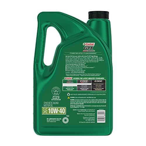 Castrol Gtx High Mileage 10W-40 Synthetic Blend Motor Oil, 5 Quarts #TOP1