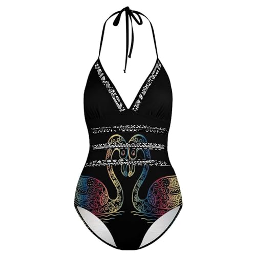 Bikini set imprimé cygne de couleur avec coupe monokini originale
